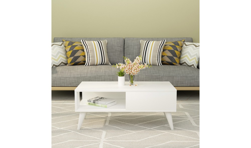 Masuta de cafea, Seul, Alb, 90 x 40 x 45 cm