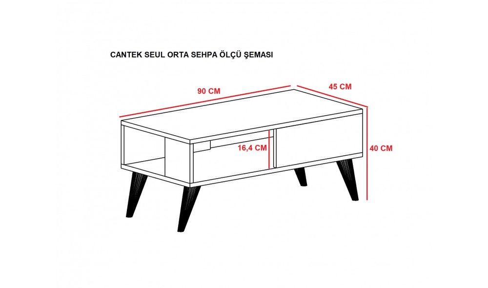 Masuta de cafea, Seul, Alb, 90 x 40 x 45 cm
