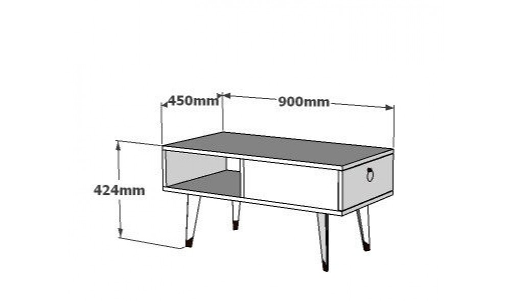 Masuta de cafea, Delux, Alb, 90 x 42 x 45 cm