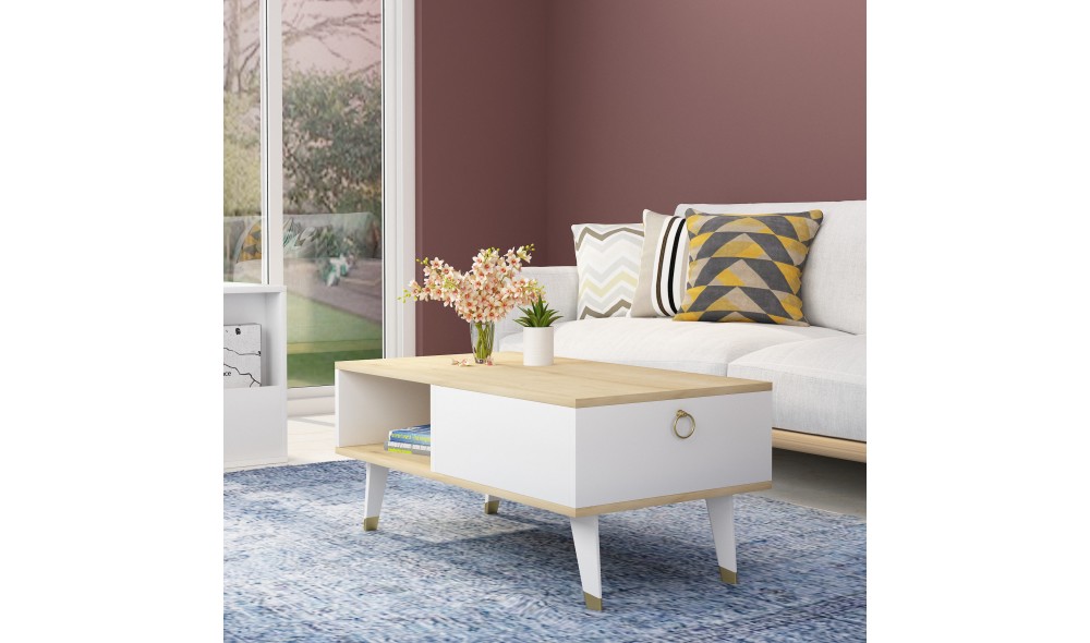 Masuta de cafea, Delux, SafirAlb, 90 x 42 x 45 cm