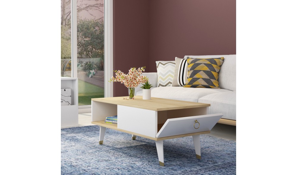 Masuta de cafea, Delux, SafirAlb, 90 x 42 x 45 cm