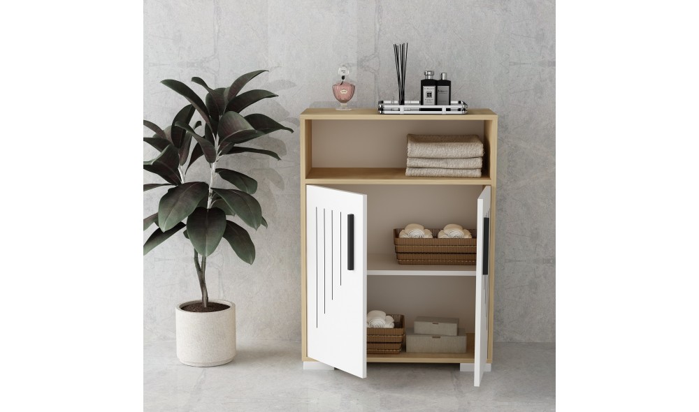 Dulap multifunctional, Moon, Stejar safirAlb, 60 x 97 x 30 cm