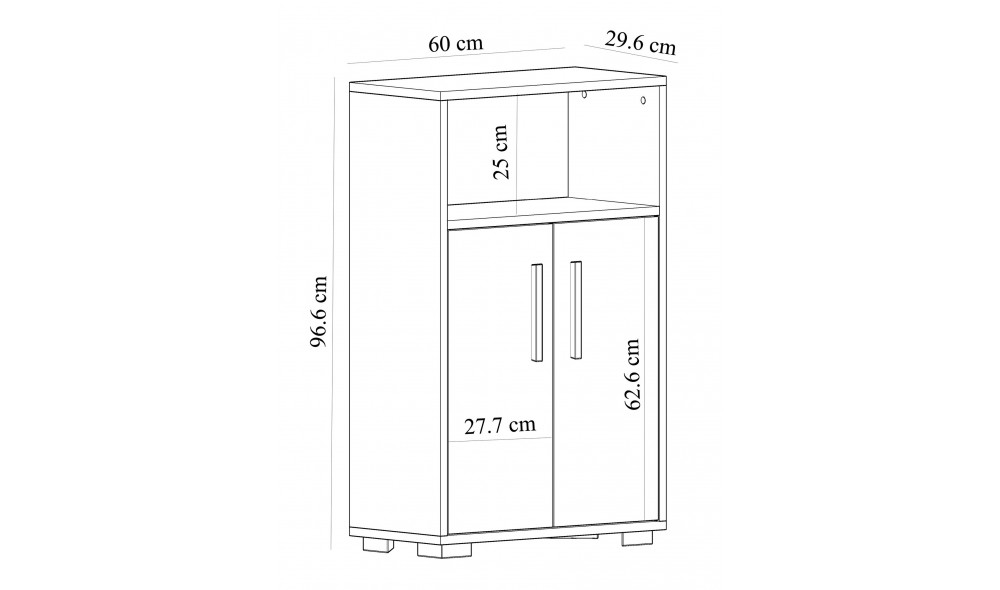 Dulap multifunctional, Moon, Stejar safirAlb, 60 x 97 x 30 cm