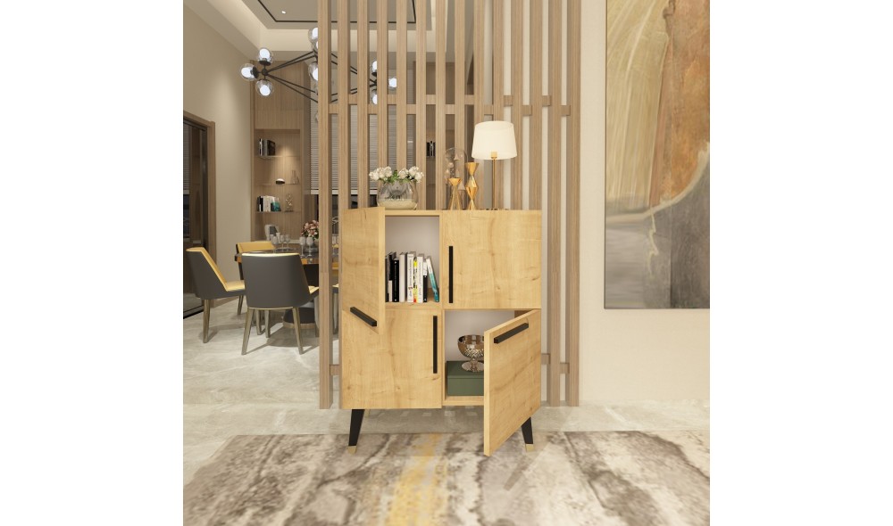 Consola, Makro, Stejar safir, 70 x 90 x 35 cm