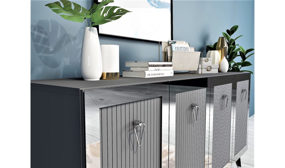 Consola, Bare, AntracitArgint, 150 x 40 x 80 cm