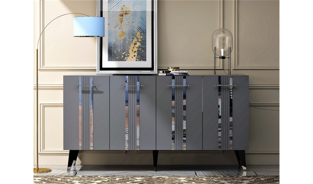 Consola, Asel, AntracitArgint, 150 x 80 x 40 cm