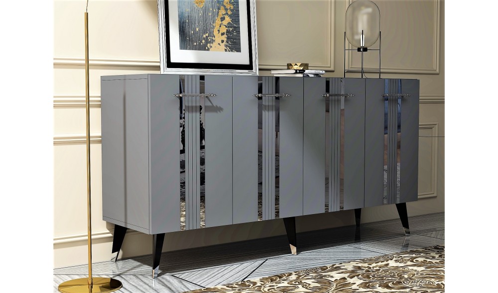 Consola, Asel, AntracitArgint, 150 x 80 x 40 cm