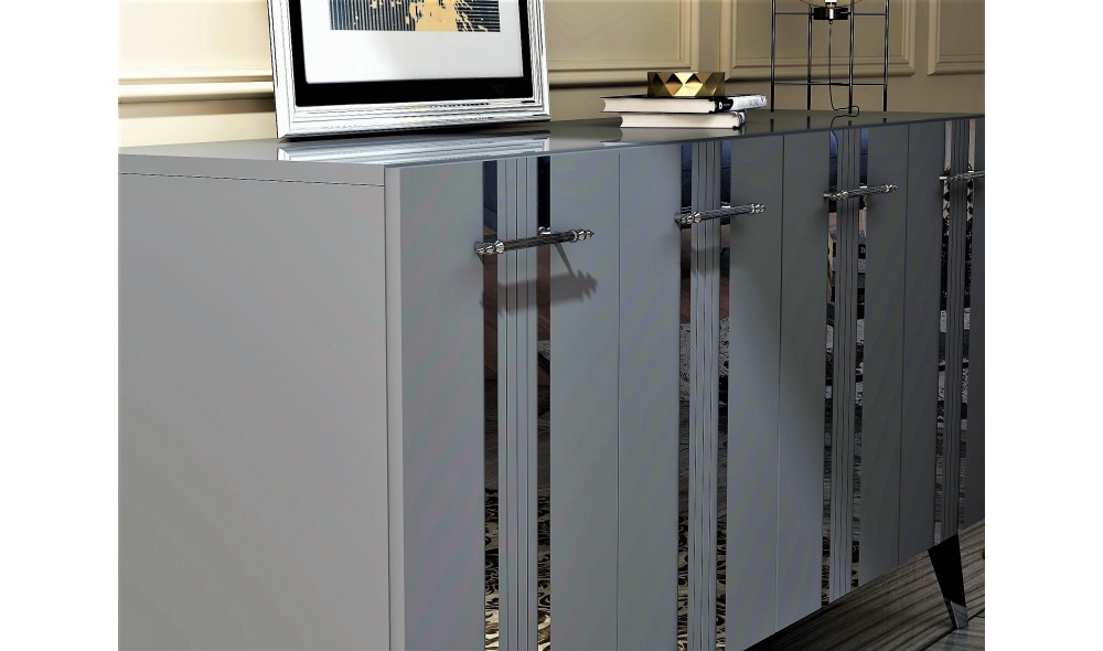 Consola, Asel, AntracitArgint, 150 x 80 x 40 cm