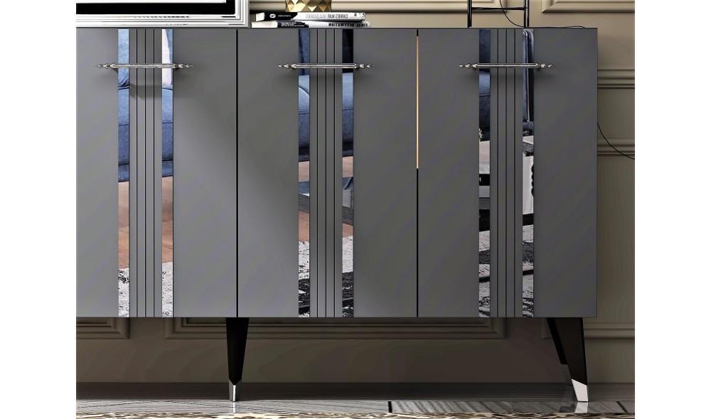 Consola, Asel, AntracitArgint, 150 x 80 x 40 cm