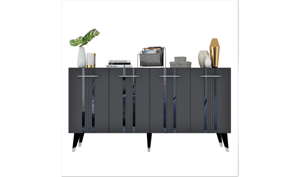 Consola, Asel, AntracitArgint, 150 x 80 x 40 cm