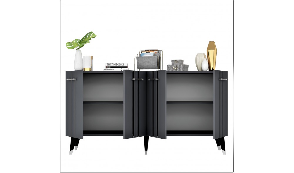 Consola, Asel, AntracitArgint, 150 x 80 x 40 cm