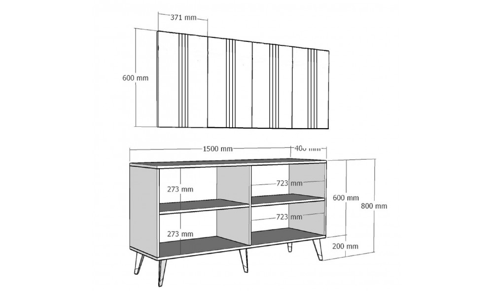 Consola, Asel, AntracitArgint, 150 x 80 x 40 cm