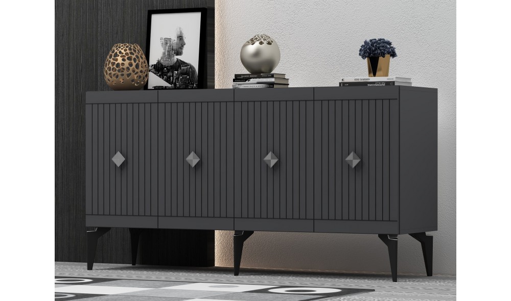 Consola, Midas, AntracitArgint, 150 x 79 x 40 cm