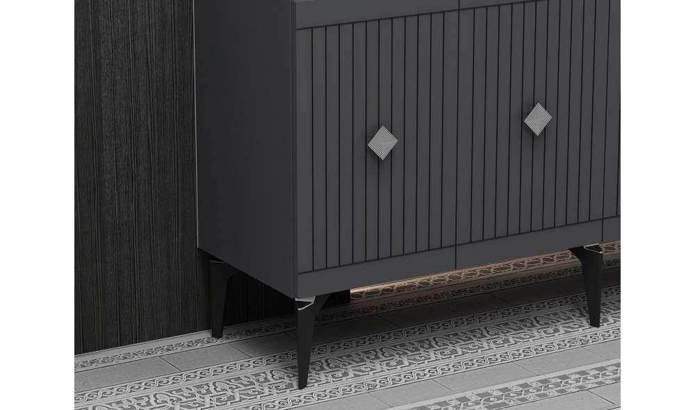 Consola, Midas, AntracitArgint, 150 x 79 x 40 cm