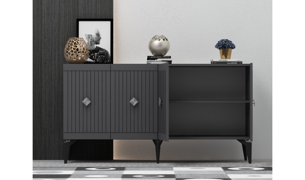 Consola, Midas, AntracitArgint, 150 x 79 x 40 cm