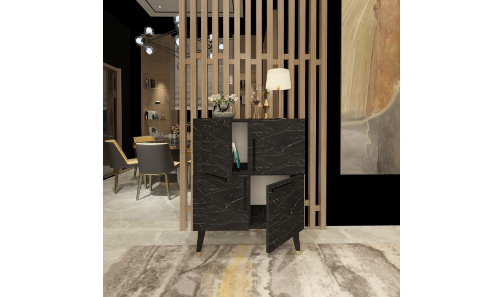 Consola, Makro, Marmura neagra, 70 x 90 x 35 cm