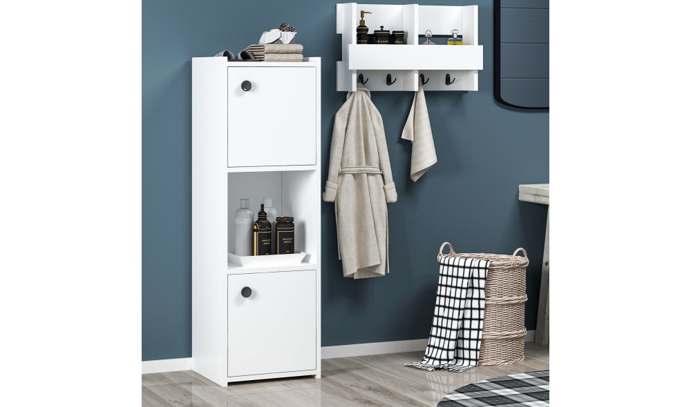 Dulap de baie, Teo, Alb, 39 x 120 x 35 cm