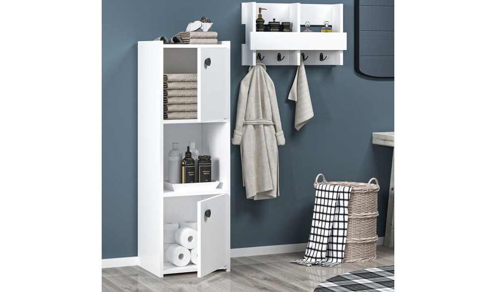 Dulap de baie, Teo, Alb, 39 x 120 x 35 cm