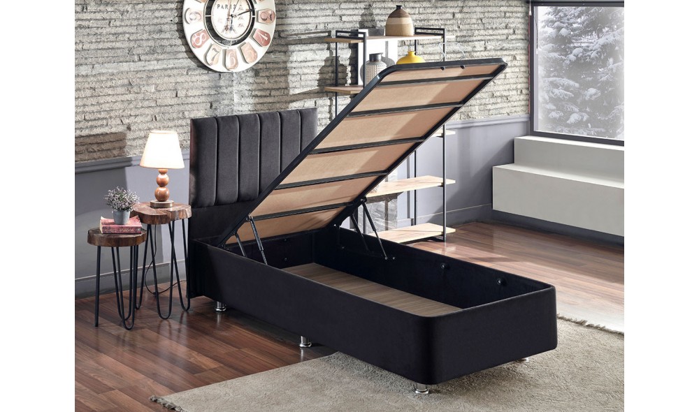 Pat de o persoana, Ela Single - 120x200 cm, Negru