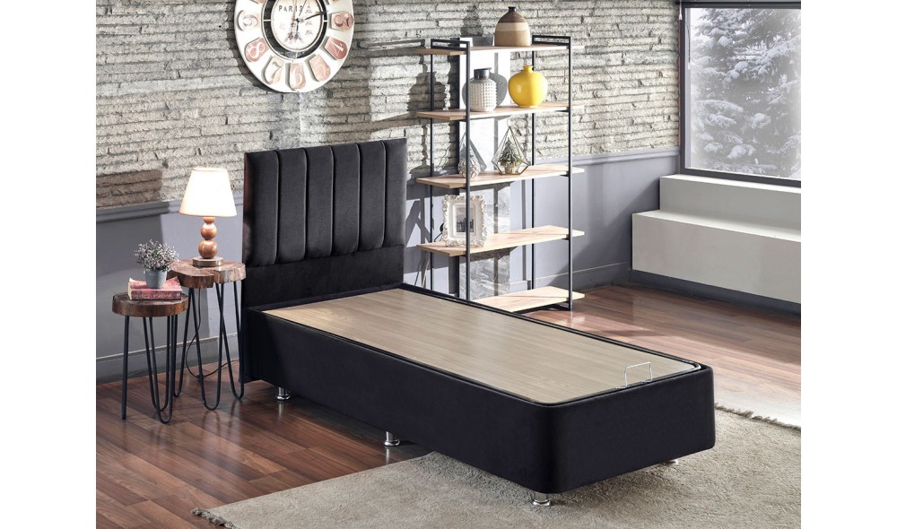 Pat de o persoana, Ela Single - 100x200 cm, Negru