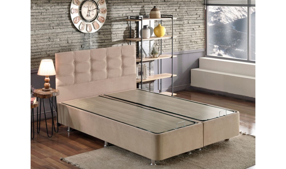 Pat dublu, Polo - 140x190 cm, Maro deschis