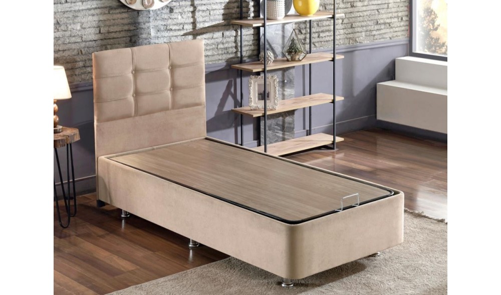 Pat de o persoana, Polo - 100x200 cm, Maro deschis