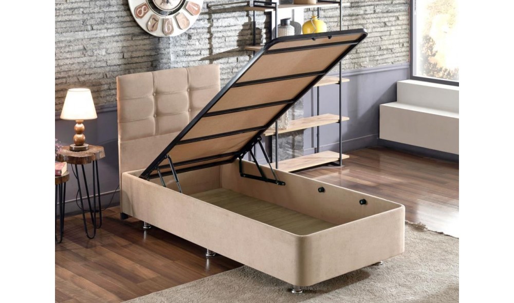 Pat de o persoana, Polo - 100x200 cm, Maro deschis