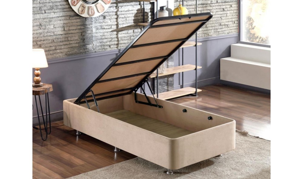 Pat de o persoana, Polo - 100x200 cm, Maro deschis