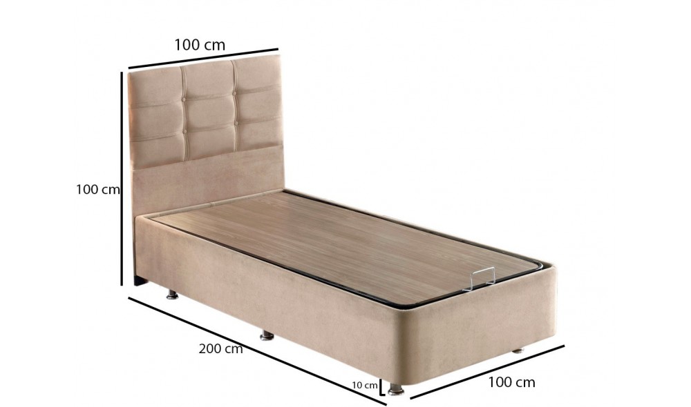 Pat de o persoana, Polo - 100x200 cm, Maro deschis