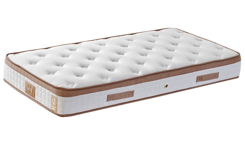 Pat de o persoana cu saltea, Latte - 120x200 cm, Maro deschis