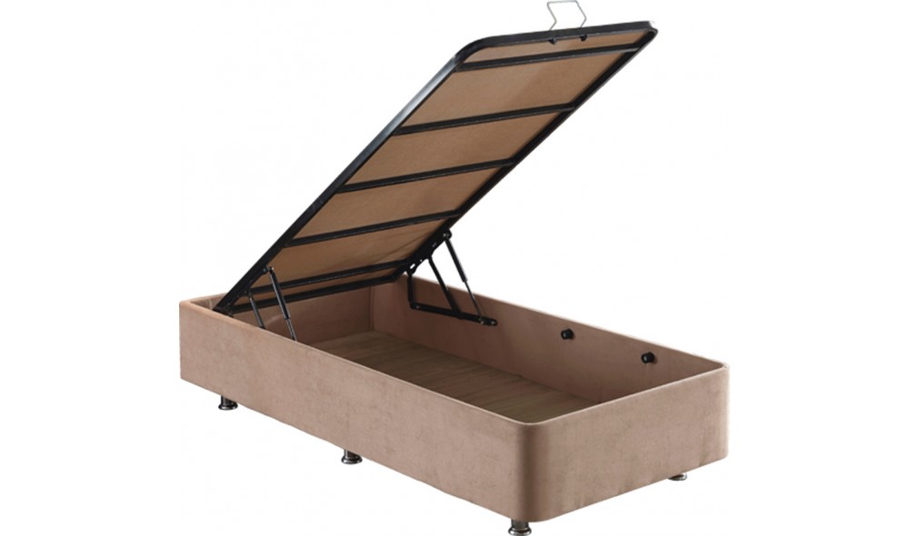 Pat de o persoana cu saltea, Helen - 80x180 cm, Maro deschis