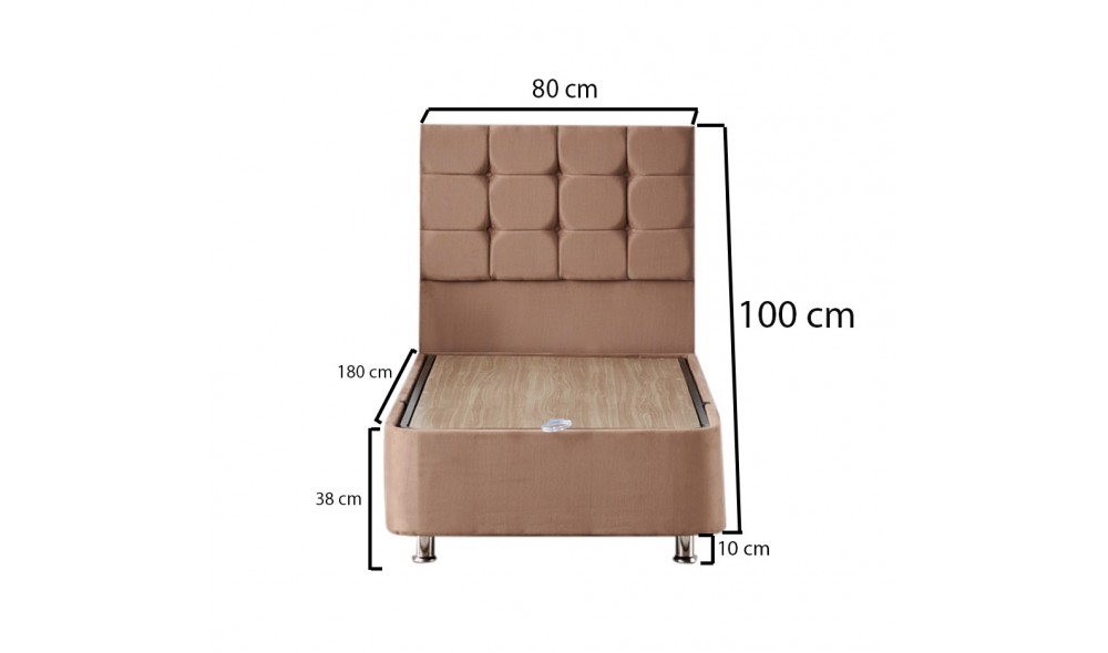 Pat de o persoana cu saltea, Helen - 80x180 cm, Maro deschis