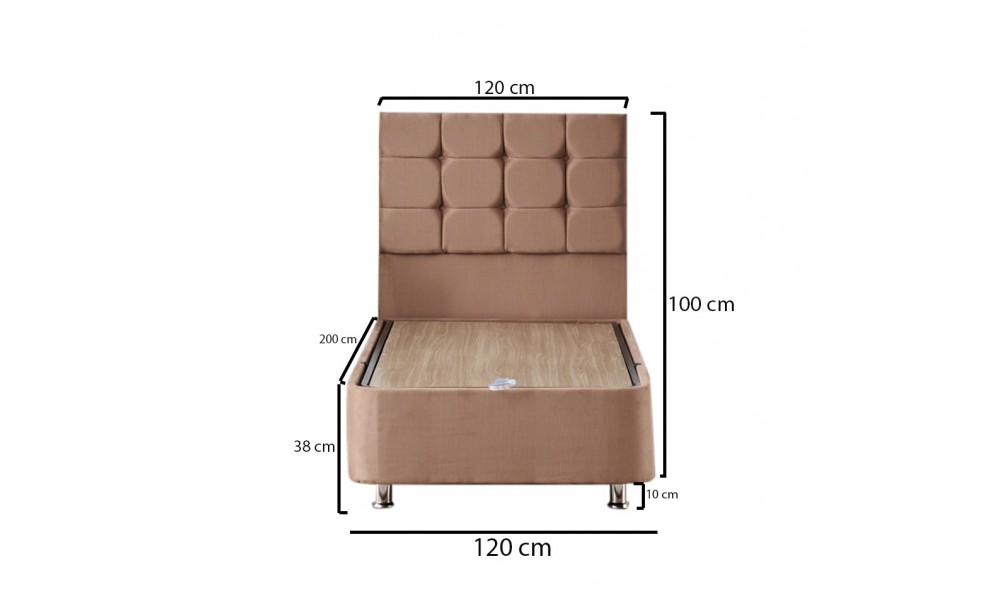 Pat de o persoana cu saltea, Helen - 120x200 cm, Maro deschis