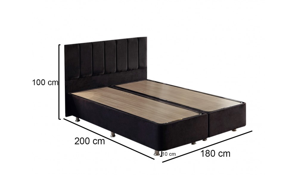 Pat dublu, Ela Double - 180x200 cm, Negru