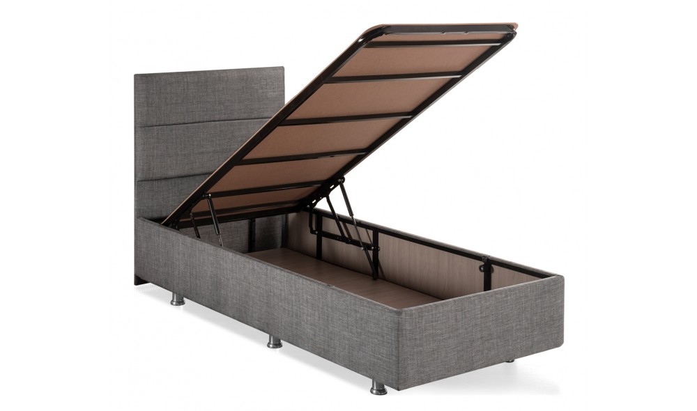 Pat de o persoana, Silver - 90x190 cm, Gri