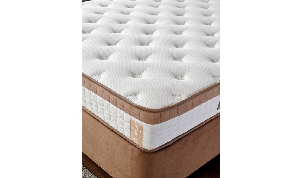 Pat dublu cu saltea, Latte - 180x200 cm, Maro deschis