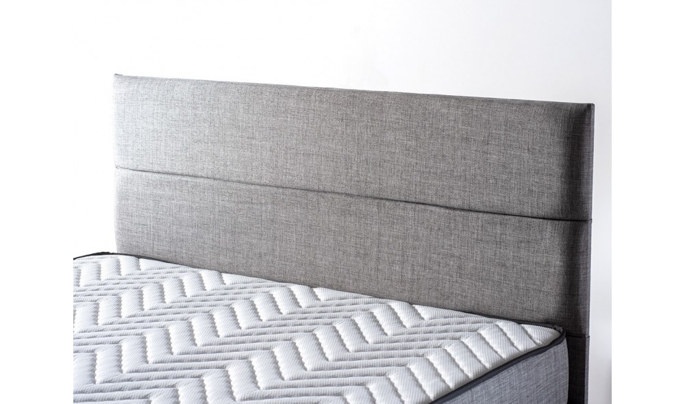 Pat dublu cu saltea, Silver - 160x200 cm, Gri