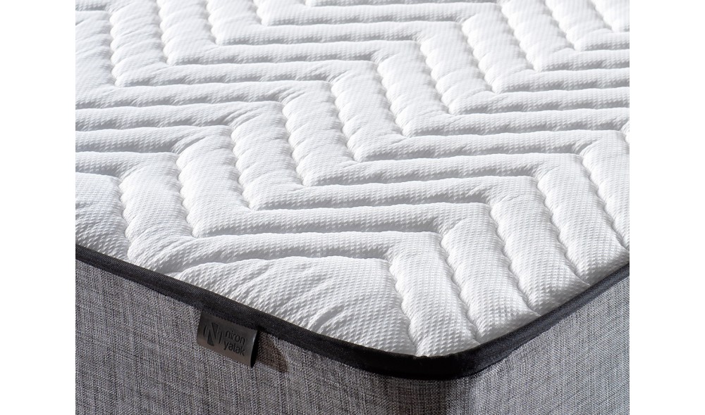 Pat dublu cu saltea, Silver - 160x200 cm, Gri