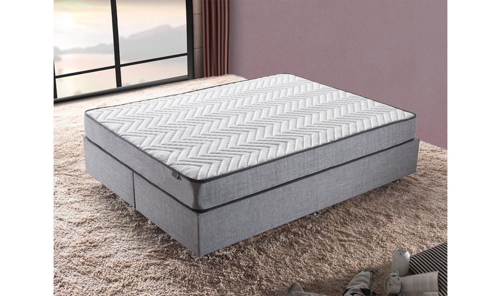 Pat dublu cu saltea, Silver - 150x200 cm, Gri