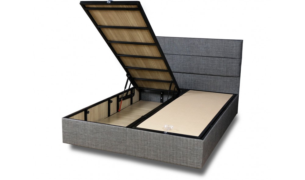 Pat dublu cu saltea, Silver - 140x190 cm, Gri