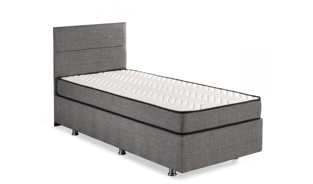 Pat de o persoana cu saltea, Silver - 100x200 cm, Gri