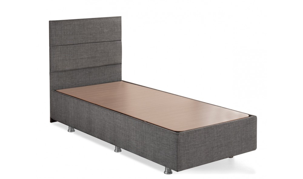 Pat de o persoana cu saltea, Silver - 90x190 cm, Gri