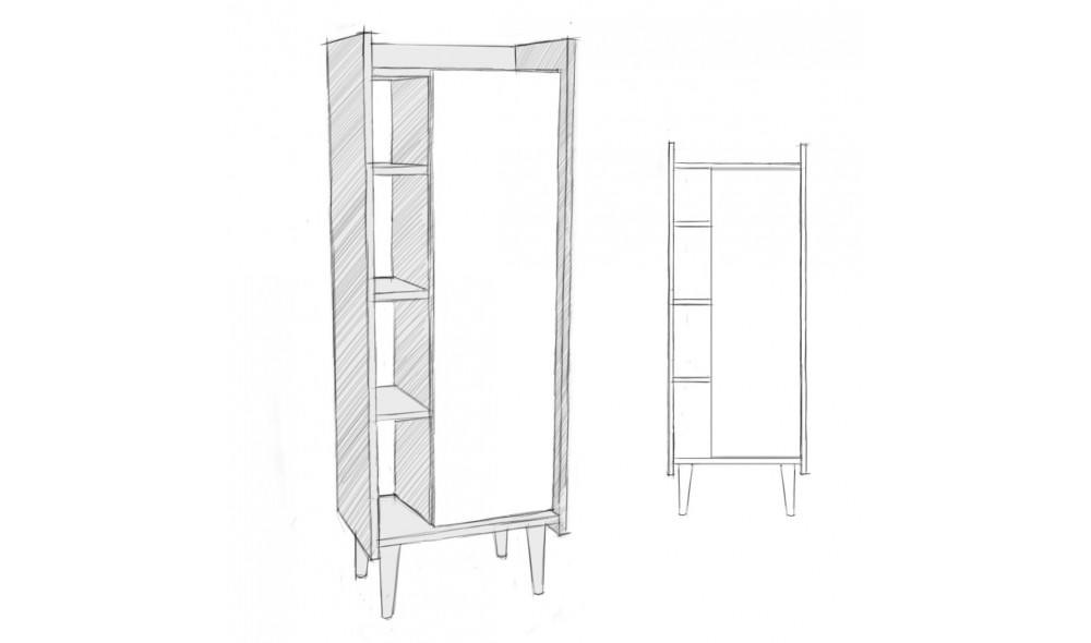 Dulap multifunctional, Lagomood Ruby, StejarAlb, 50 x 140 x 30 cm