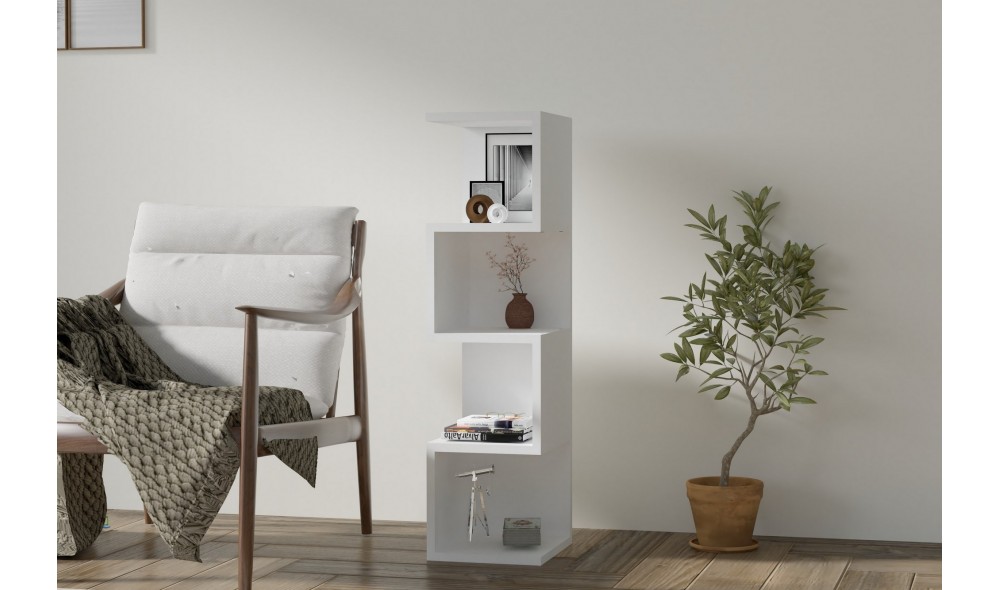 Raft pentru carti, Alin, Alb, 25 x 95 x 27 cm