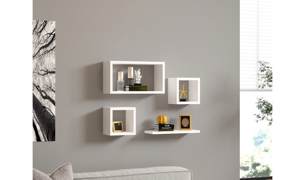 Raft de perete, Babi, Alb, 24 x 44 x 15 cm