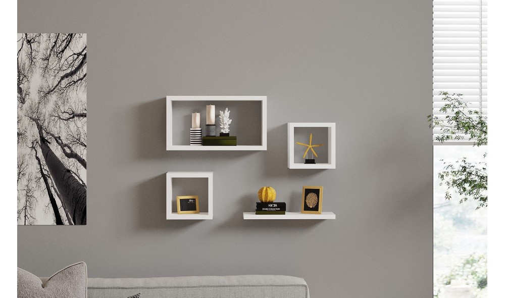 Raft de perete, Babi, Alb, 24 x 44 x 15 cm