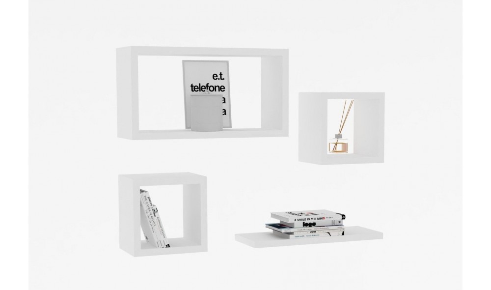 Raft de perete, Babi, Alb, 24 x 44 x 15 cm