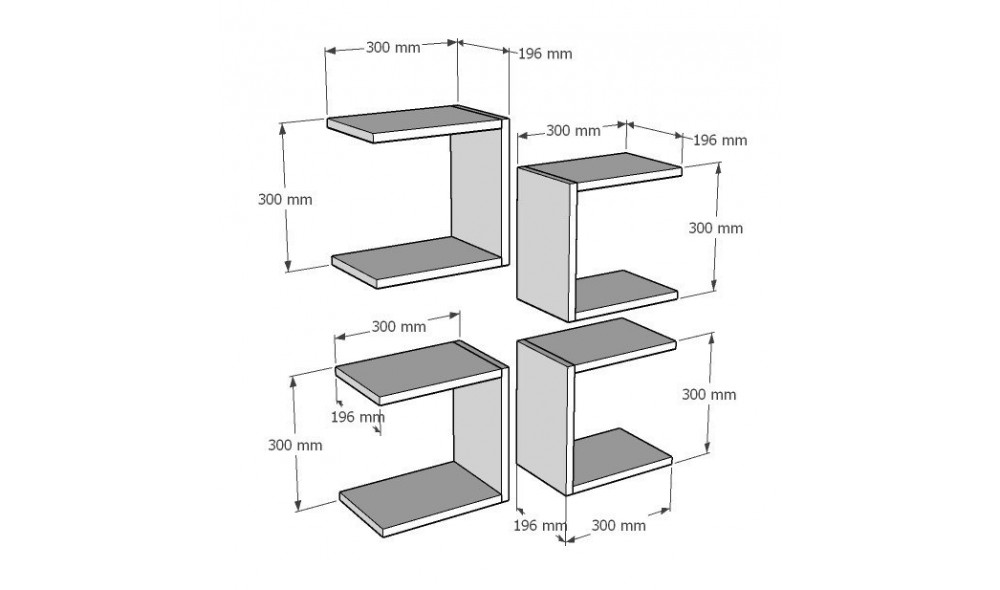Raft de perete, Base, Alb, 30 x 30 x 20 cm