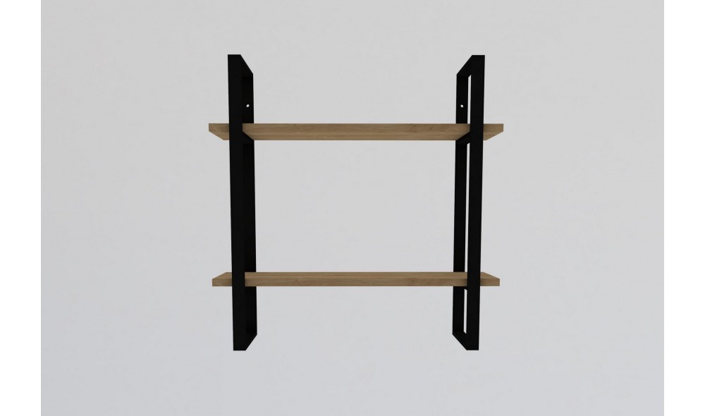 Raft de perete, Buba, Stejar safirNegru, 70 x 70 x 22 cm