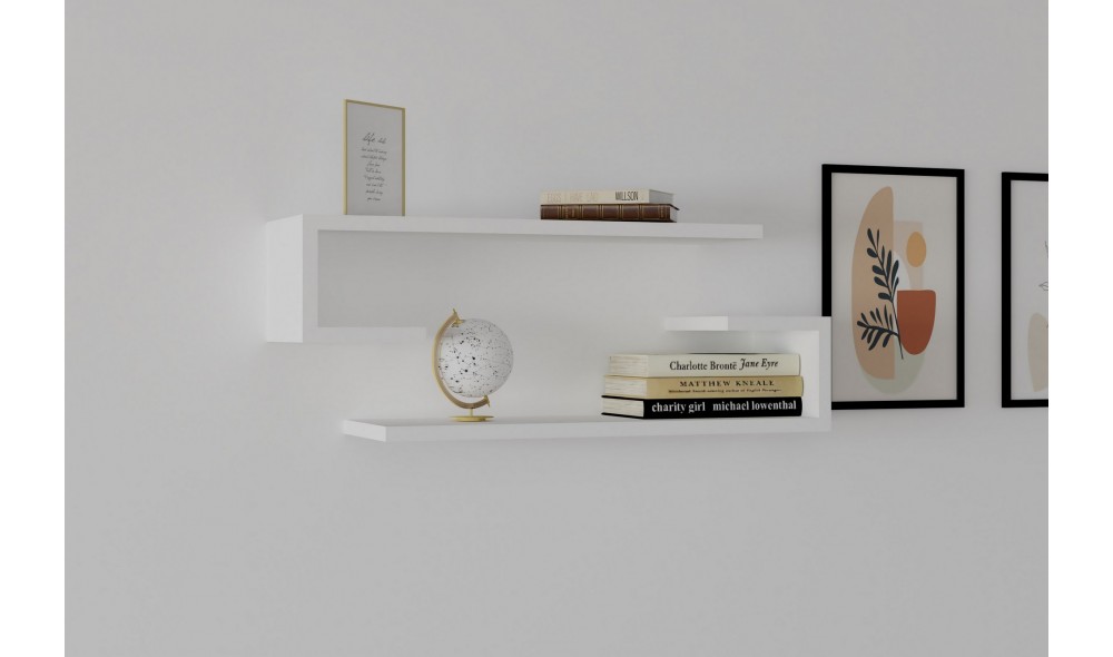 Raft de perete, Eldo, Alb, 60 x 15 x 20 cm